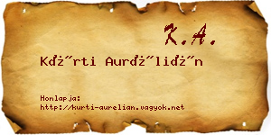 Kürti Aurélián névjegykártya